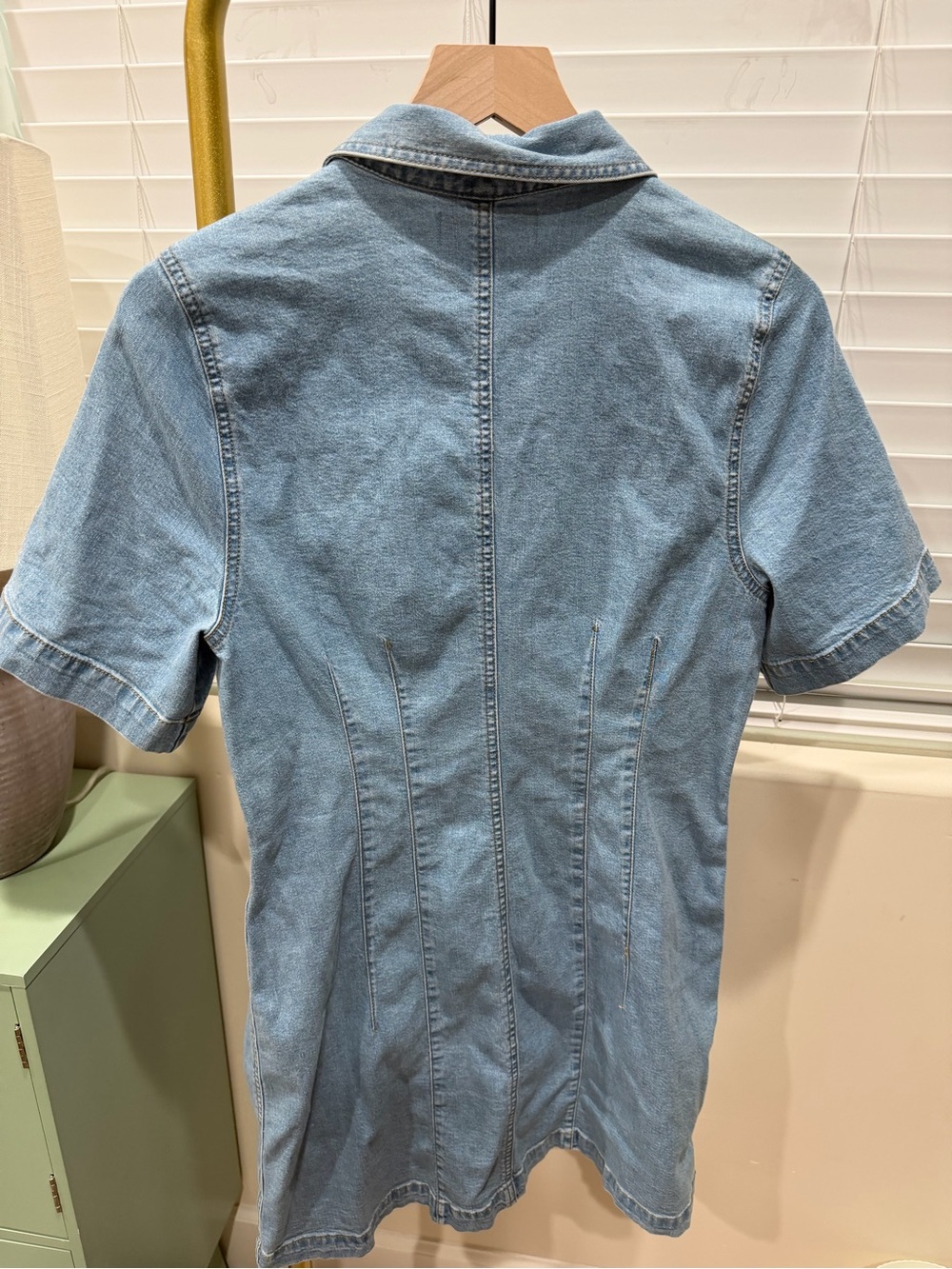 Madewell Light Blue Denim Button-Front Short Sleeve Dress - Picture 3 of 4